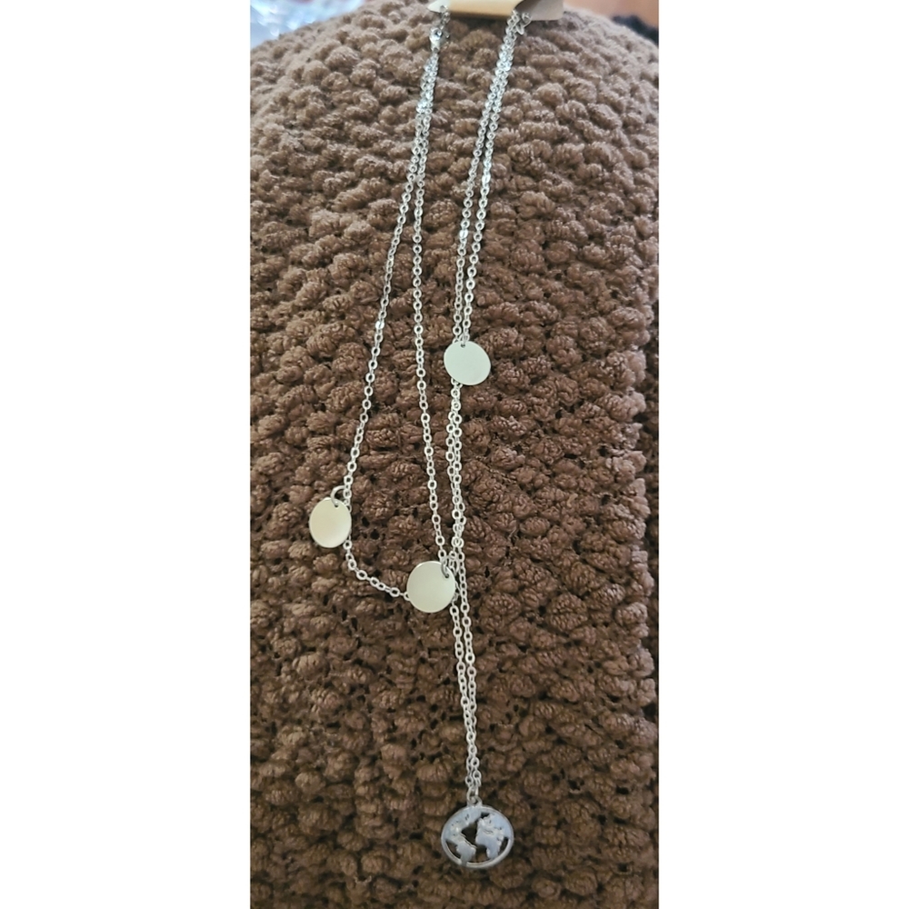 Double Layer Earth Charm Necklace